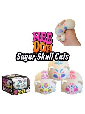 NeeDoh Glow In The Dark Sugar Skull Cats, Blue